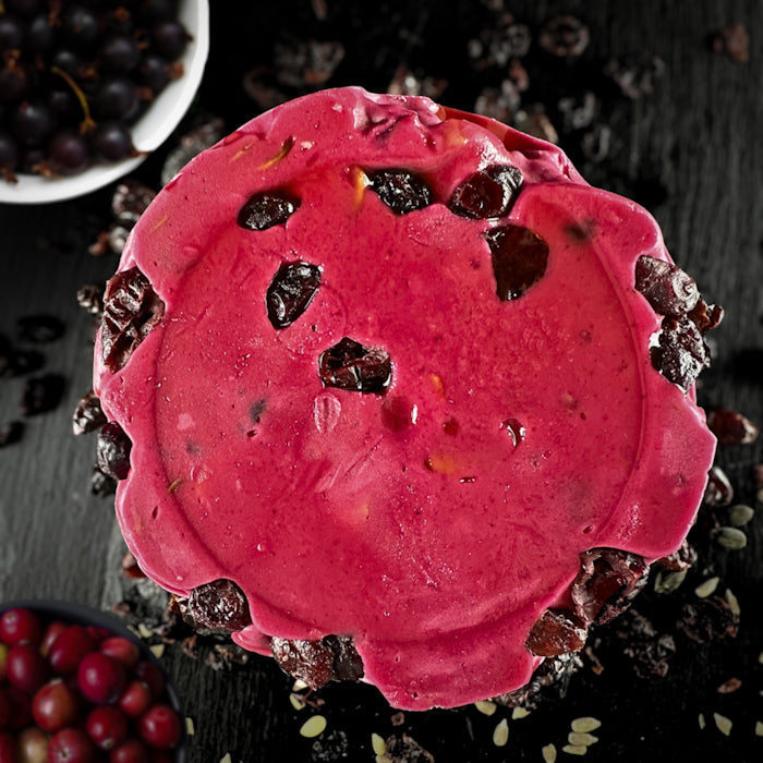 Mini-tortīte no Samarkandas halvas - gardas upenes un dzērvenes