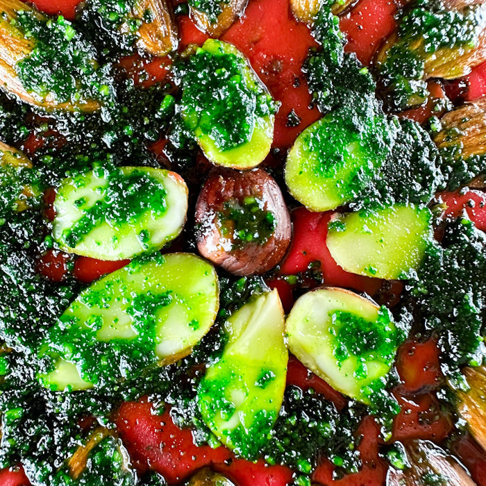 Mini-tortīte no Samarkandas halvas - sulīgs granātābols