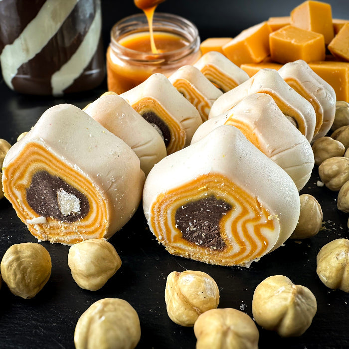 Samarkandas halvas rullīši ar karameļu garšu un lazdu riekstiem