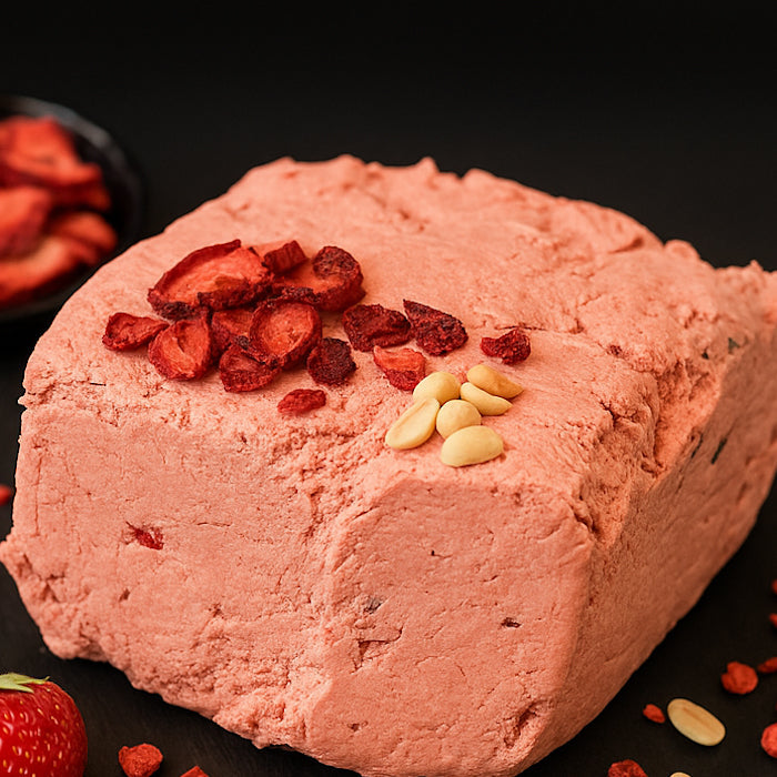 Halva zemesriekstu ar zemeņu garšu