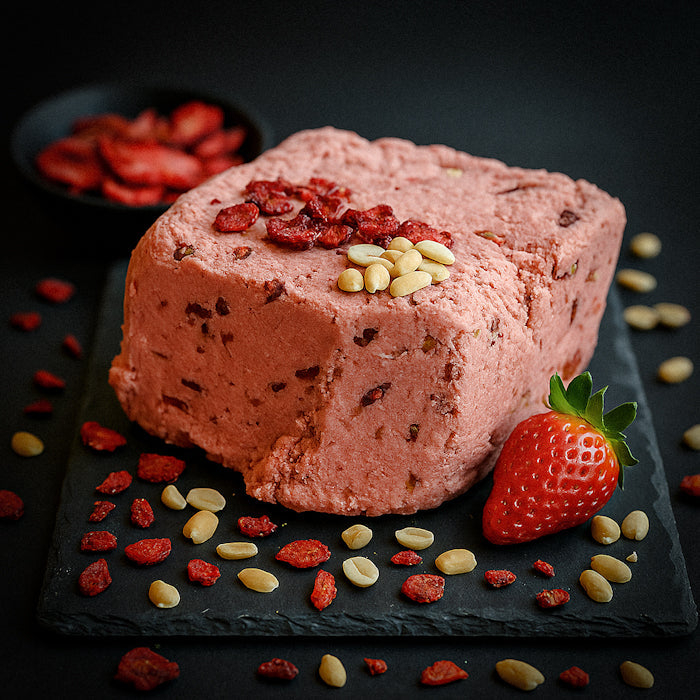 Halva zemesriekstu ar zemeņu garšu